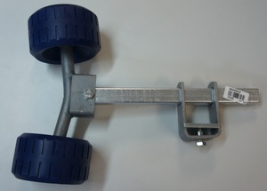 Rolka boczna Brenderup 102360 podwjna na profilu 30x30mm niebieska + obejma 116418 do montau rolki bocznej na ramie przyczepy o profilu 60x40mm
